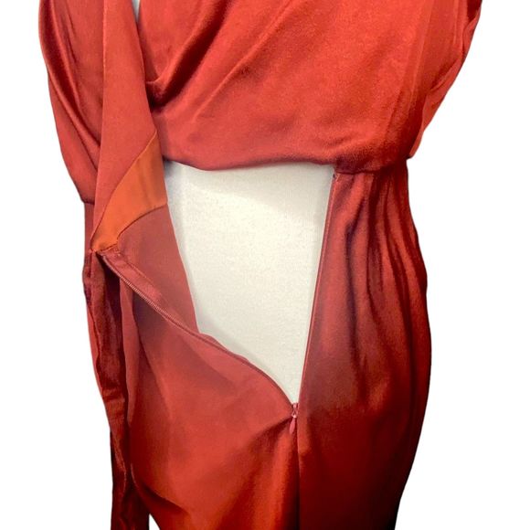 Veronica Beard Briony Wrap Midi Dress in Clay Copper 14 Satin Flattering - Picture 11 of 13